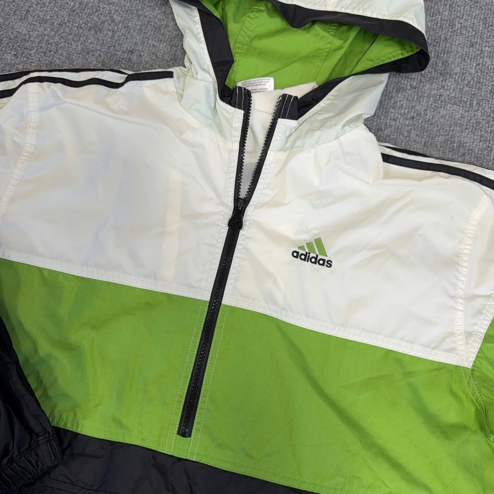 Vintage Adidas Jacket Mens Medium Windbreaker Colorblock Hooded Anorak Half Zip - Picture 3 of 12